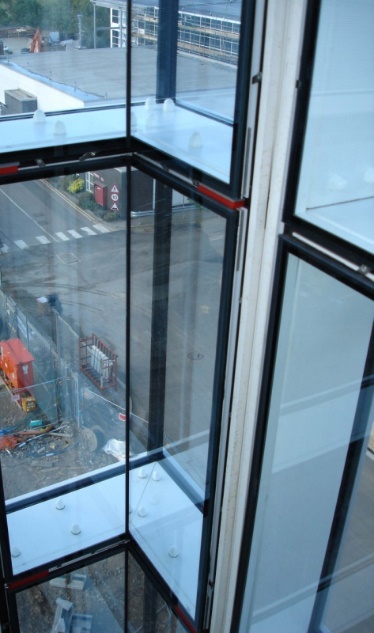 Exterior curtain walling viewed from above