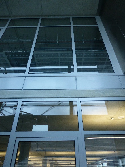 Glazed corridor screen seen from inside