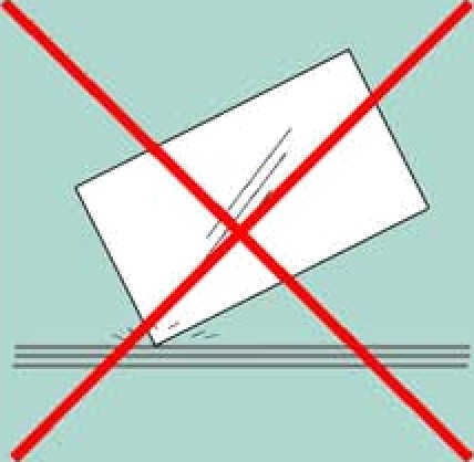 Warning symbol: do not lean or tilt glass units against the floor edge