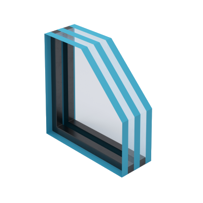 Cut-away illustration of an insulated glass unit showing two panes and a spacer bar